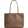 Shopper i flettet skind - Dark taupe