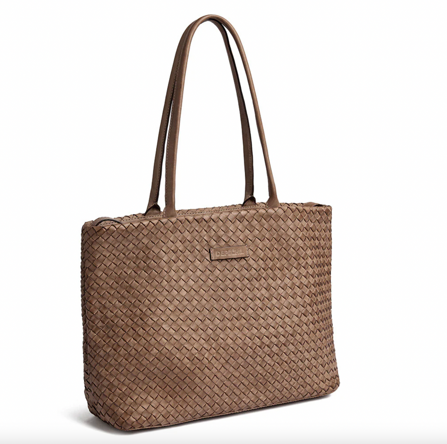 Shopper i flettet skind - Dark taupe