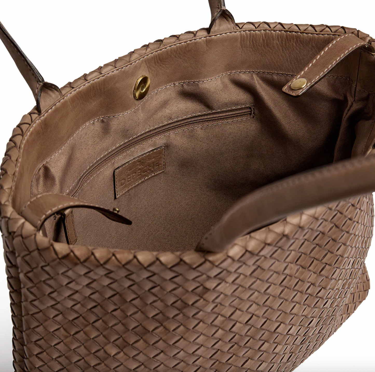 Shopper i flettet skind - Dark taupe