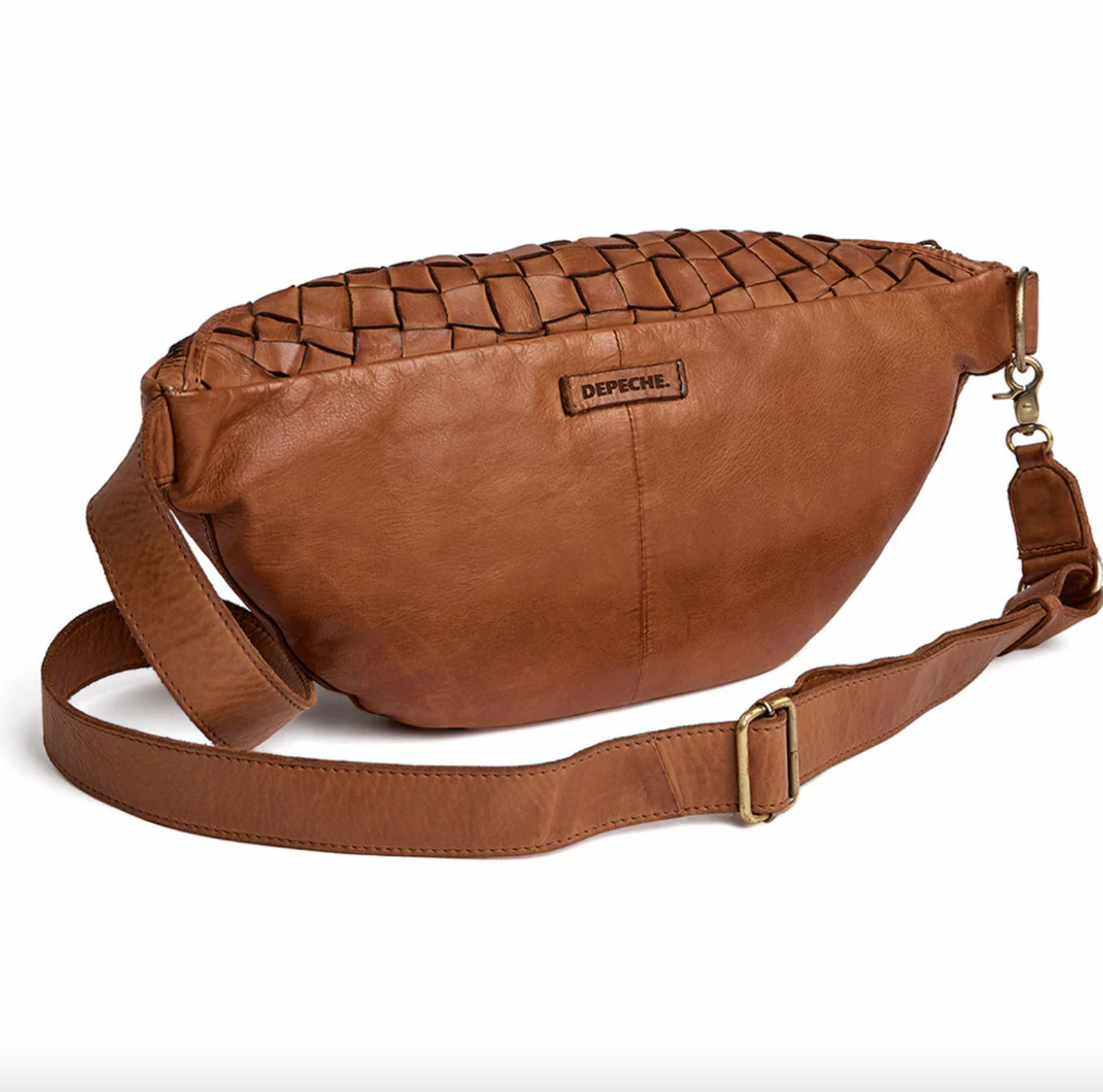 Warsaw bumbag i håndflettet skind - Vintage cognac
