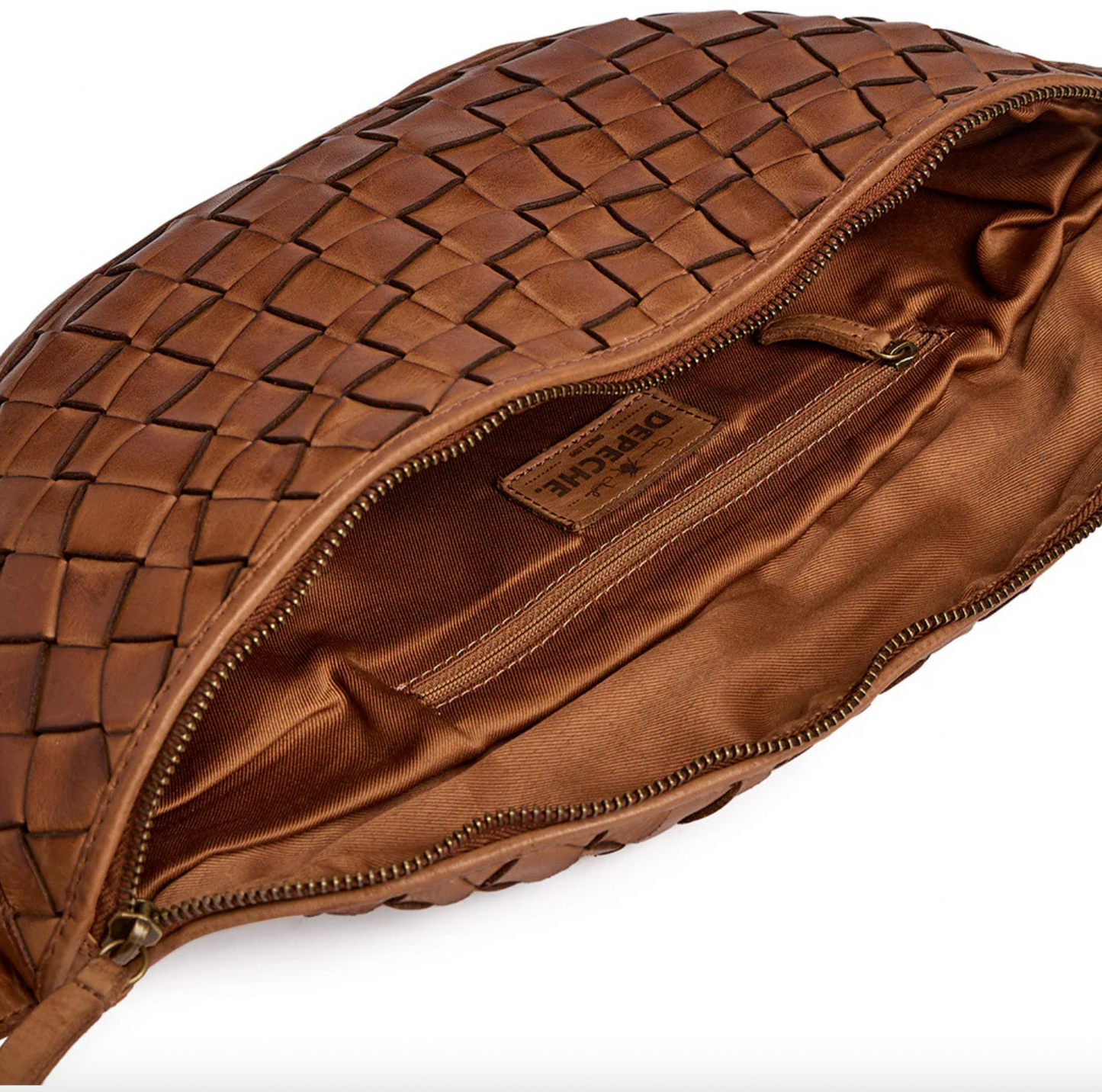 Warsaw bumbag i håndflettet skind - Vintage cognac
