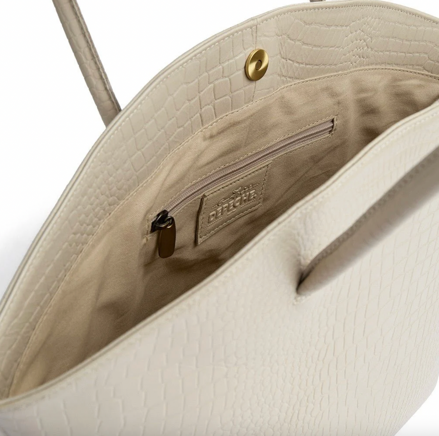 Shopper croco i skind - Sand