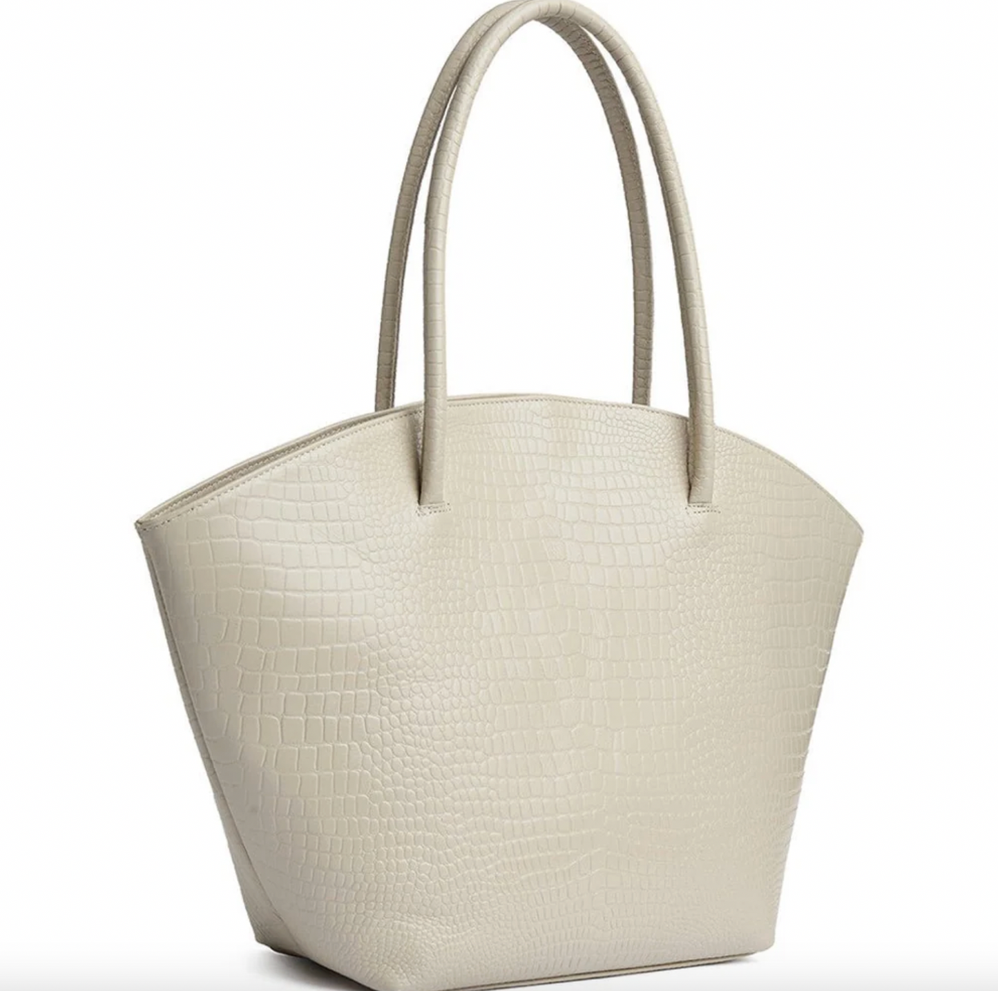 Shopper croco i skind - Sand
