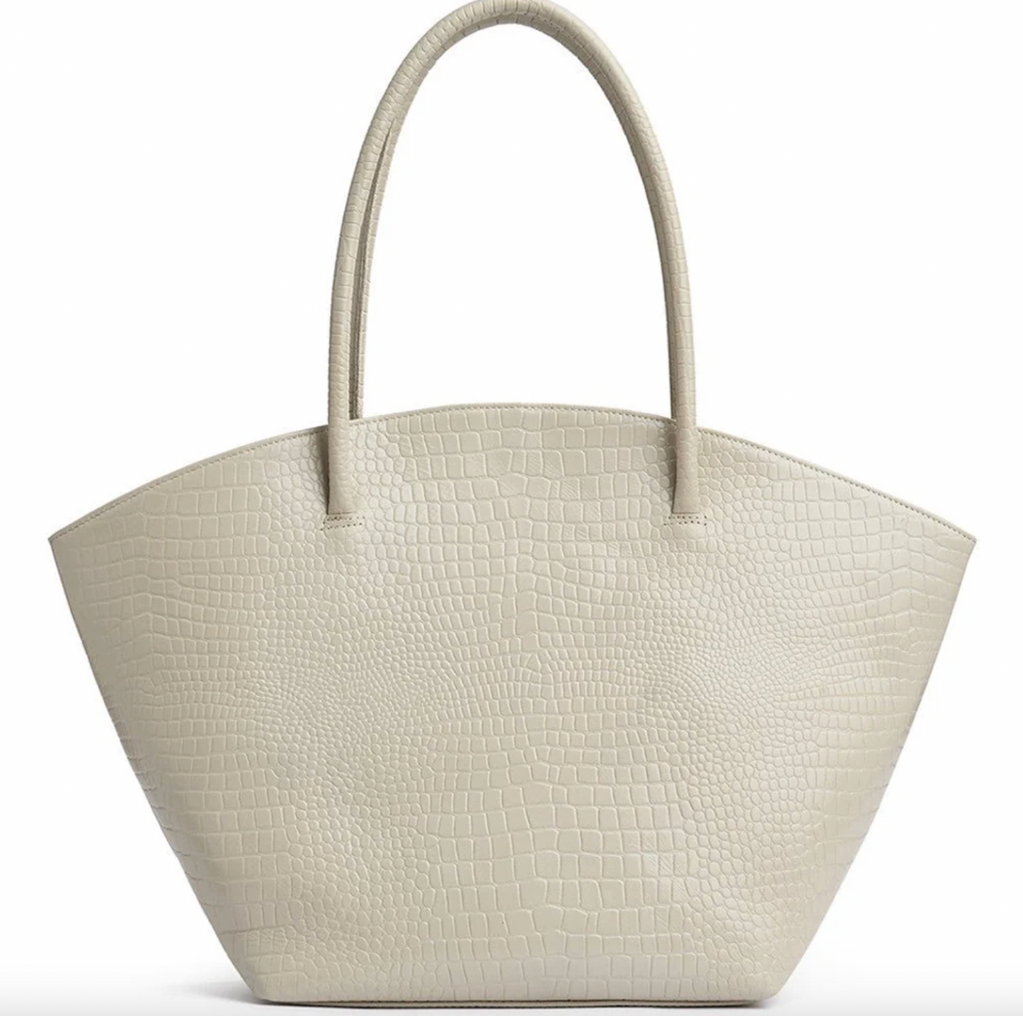 Shopper croco i skind - Sand