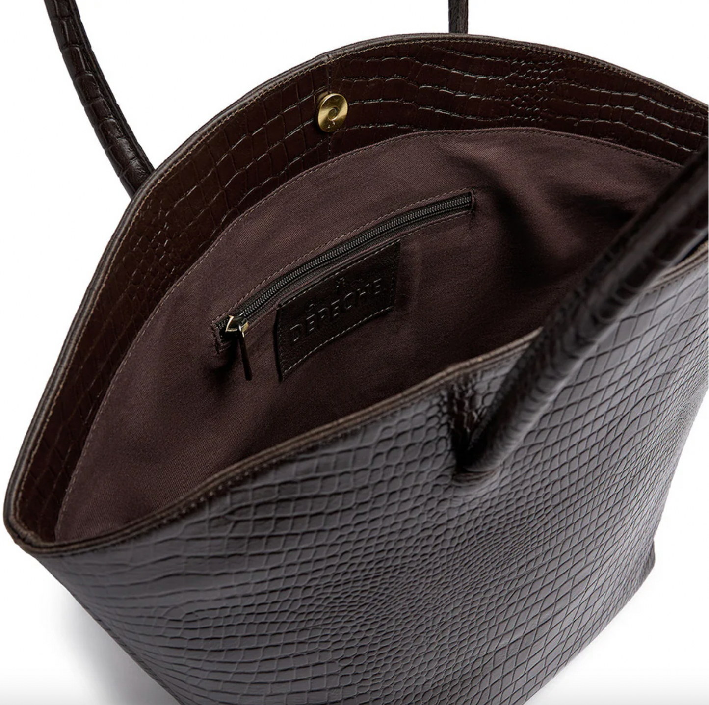 Shopper croco i skind - Brown
