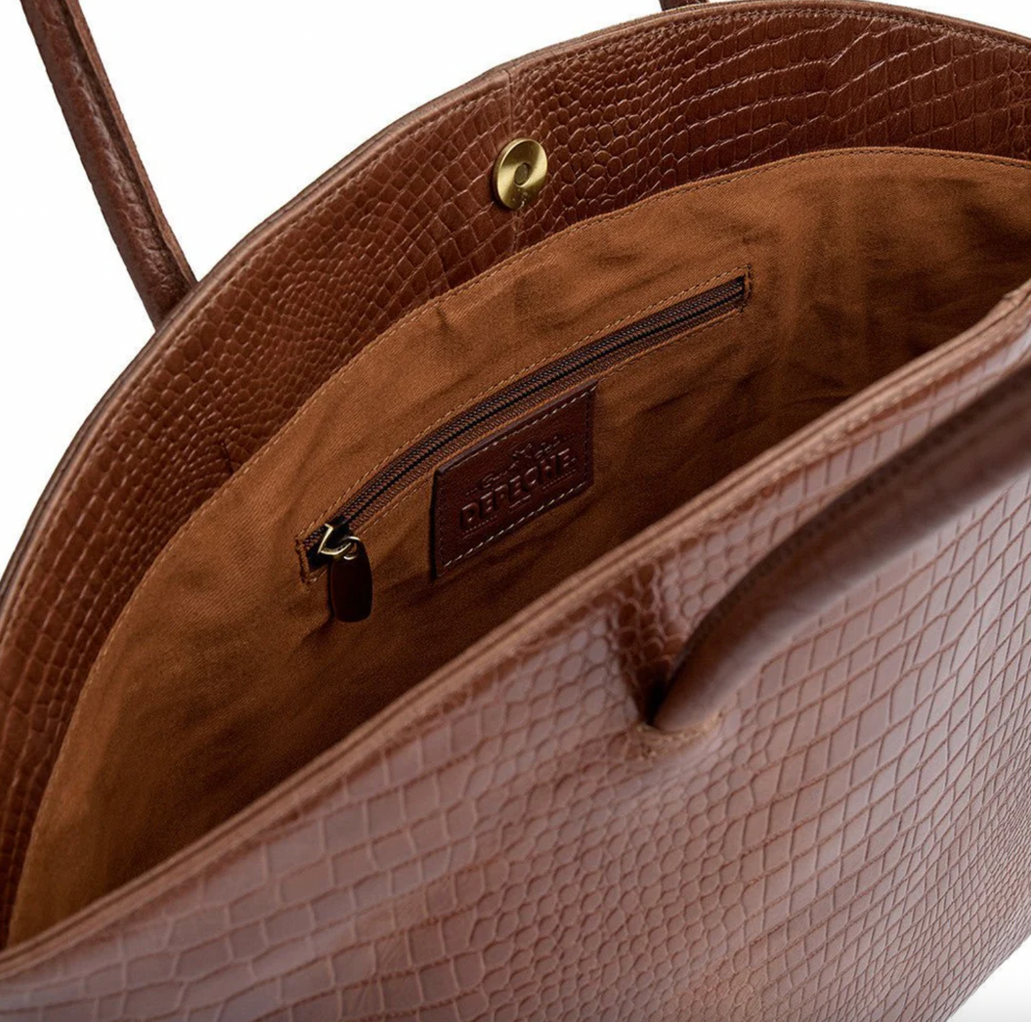 Shopper croco i skind - Cognac