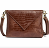 Clutch croco i skind - Cognac