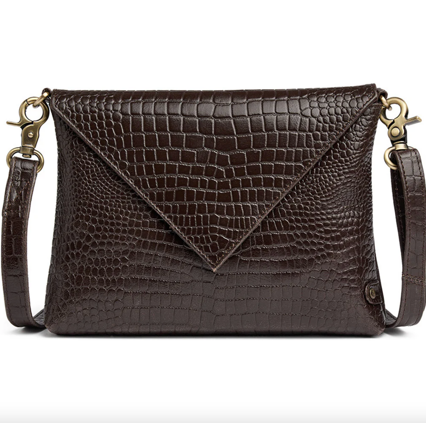 Clutch croco i skind - Brown