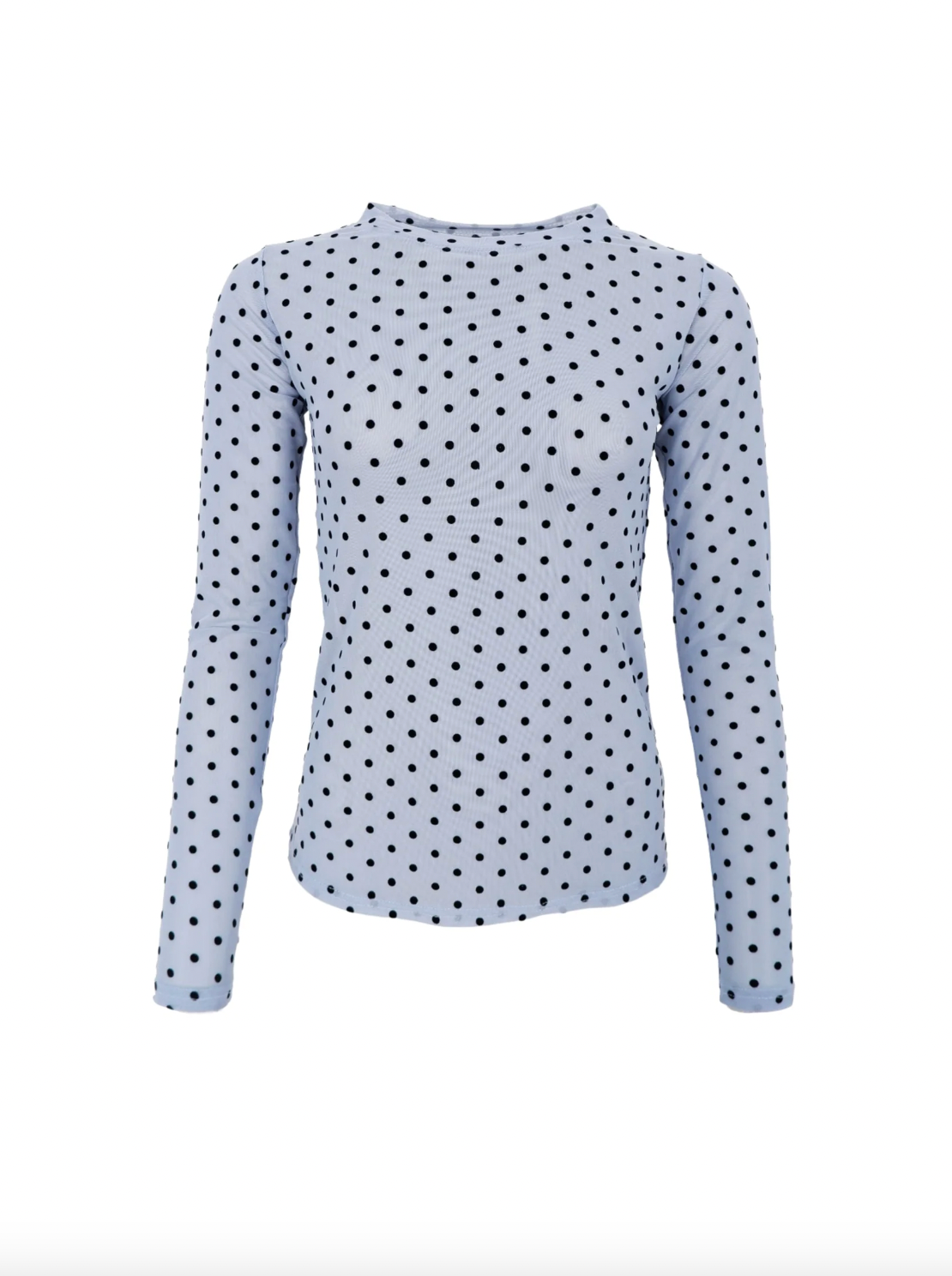 Dotted mesh bluse - Jeans blue