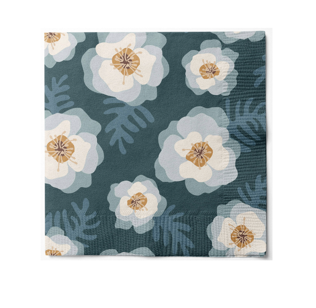 Servietter blue flower - 20 stk