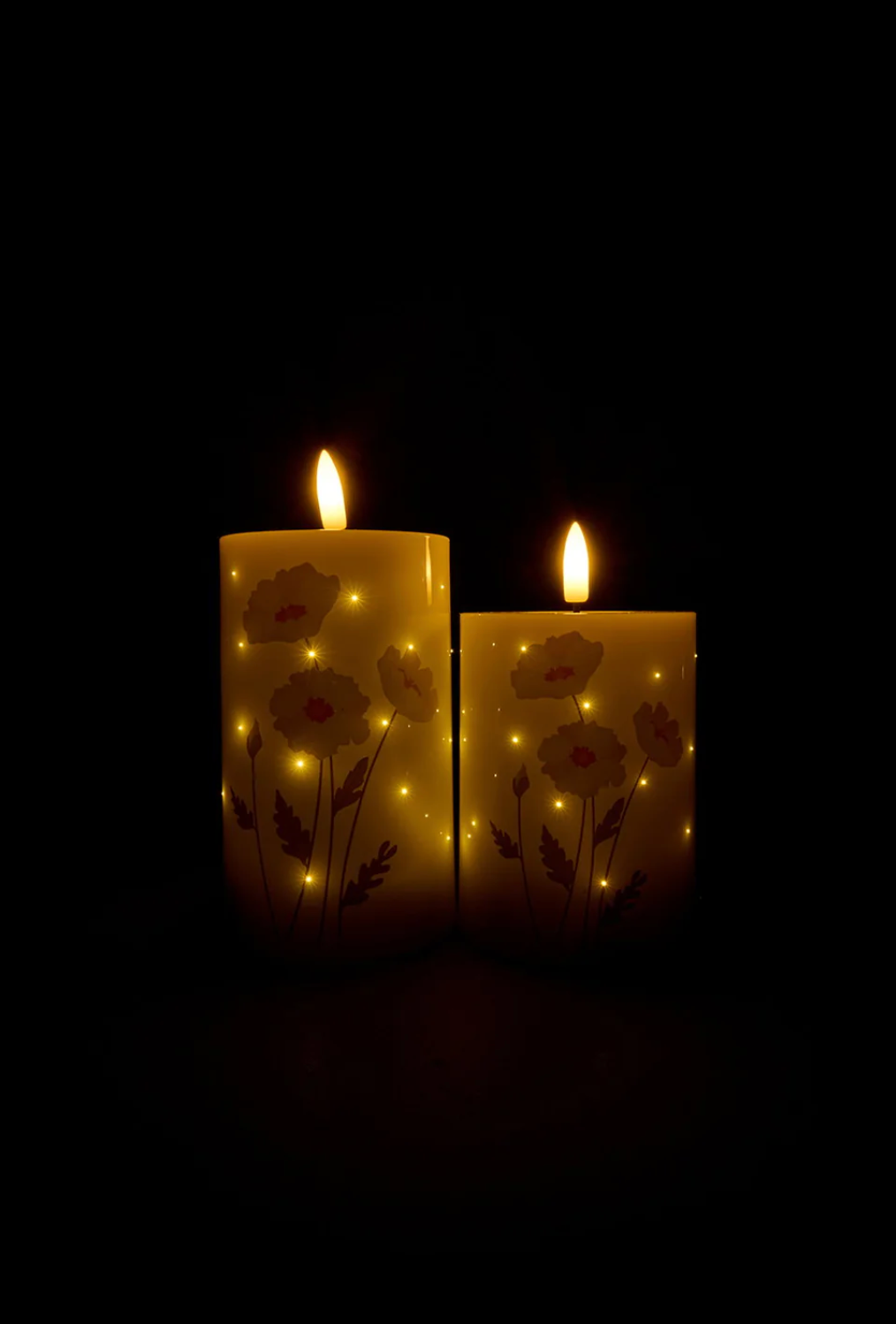 LED Bloklys TWINKLE Poppy Rose  - Sæt med 2stk.