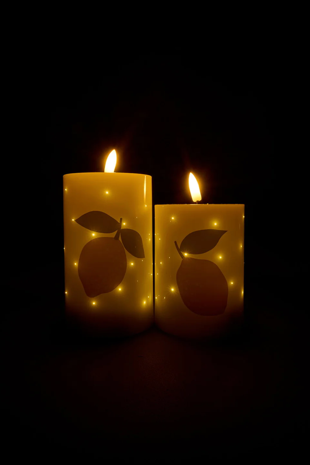 LED Bloklys TWINKLE Citrus - Sæt med 2 stk.