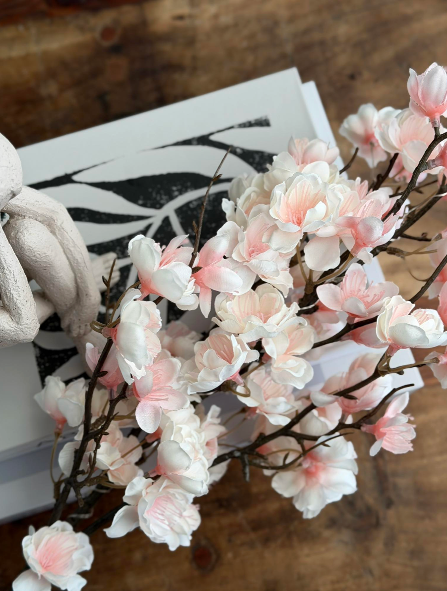 Kirsebærgren med lys - Rosa / hvid