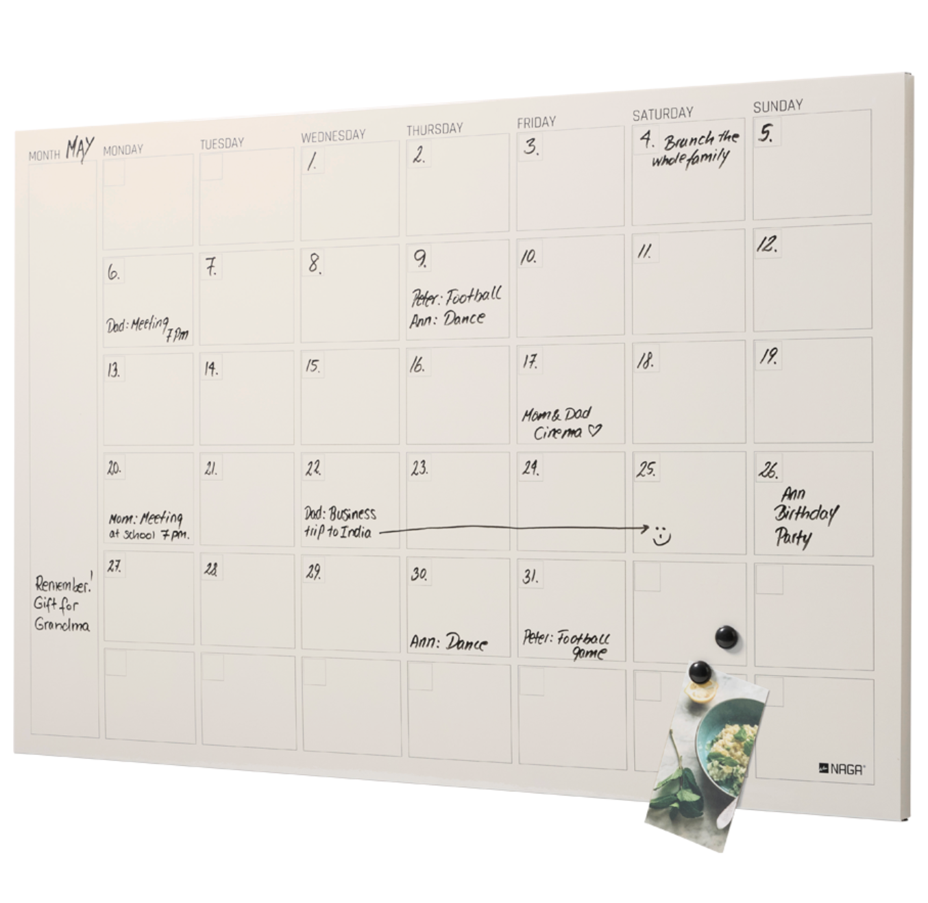 Tavle magnetisk beige - Month planner
