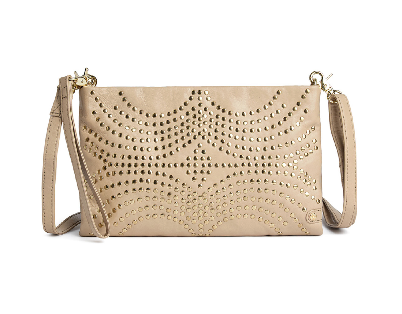 Skind clutch med nitter - Vanilla