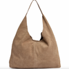 Shopper i blødt ruskind - Sand