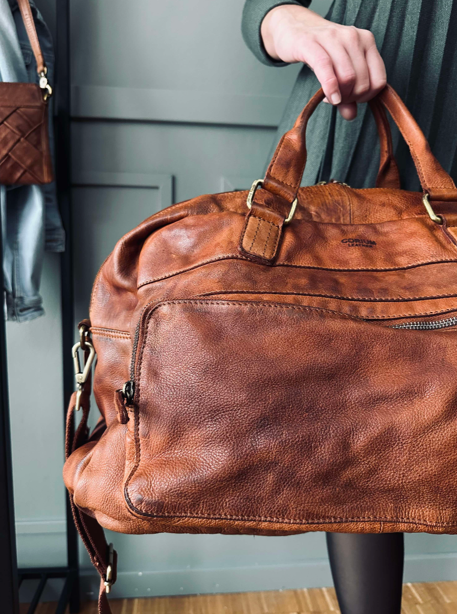 Rejsetaske, washed cognac