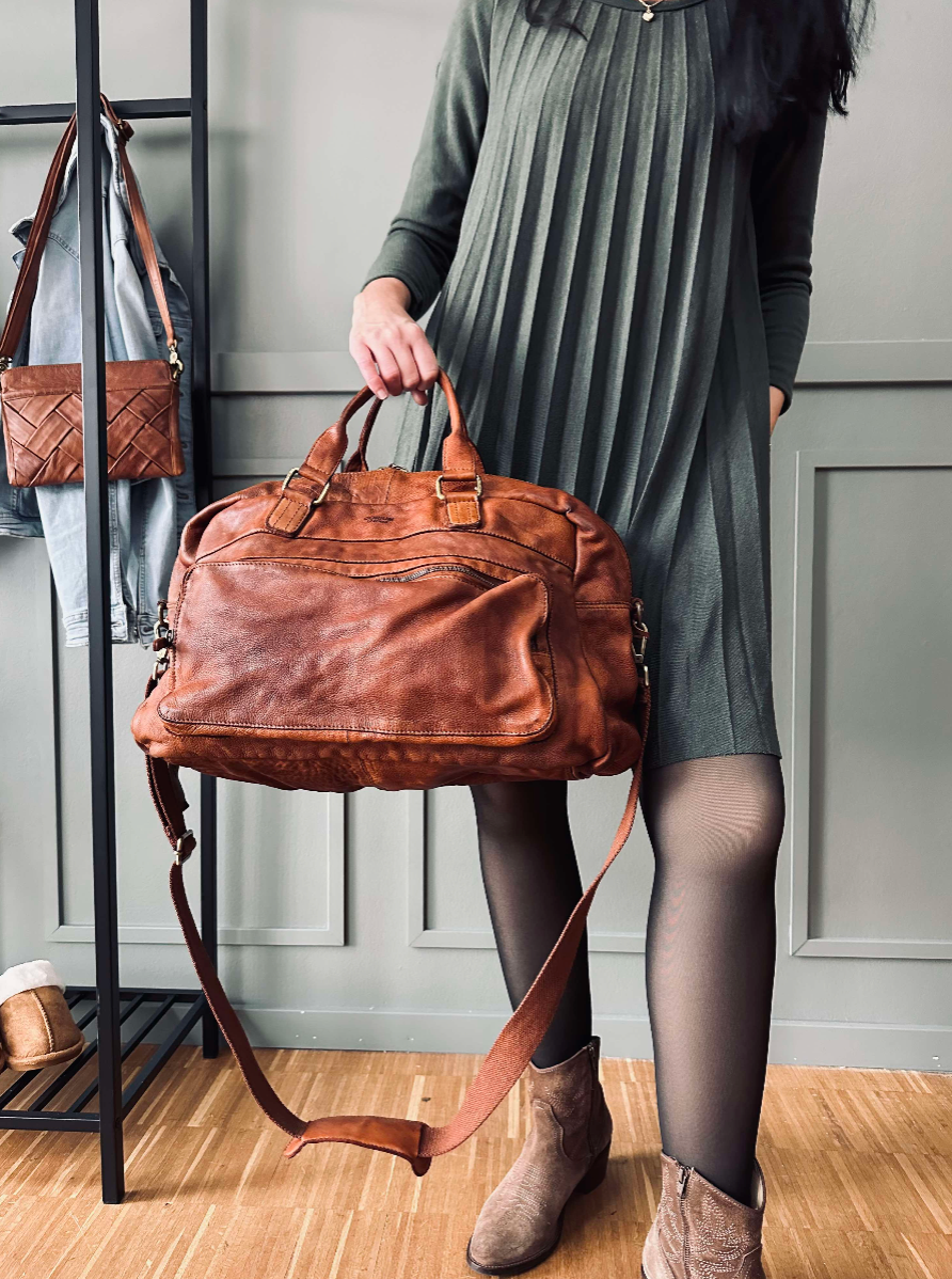 Rejsetaske, washed cognac