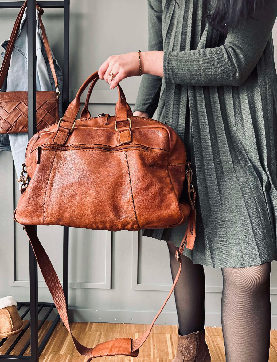 Rejsetaske, washed cognac