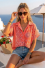 Bluse bandana bomuldsgaze - Coral