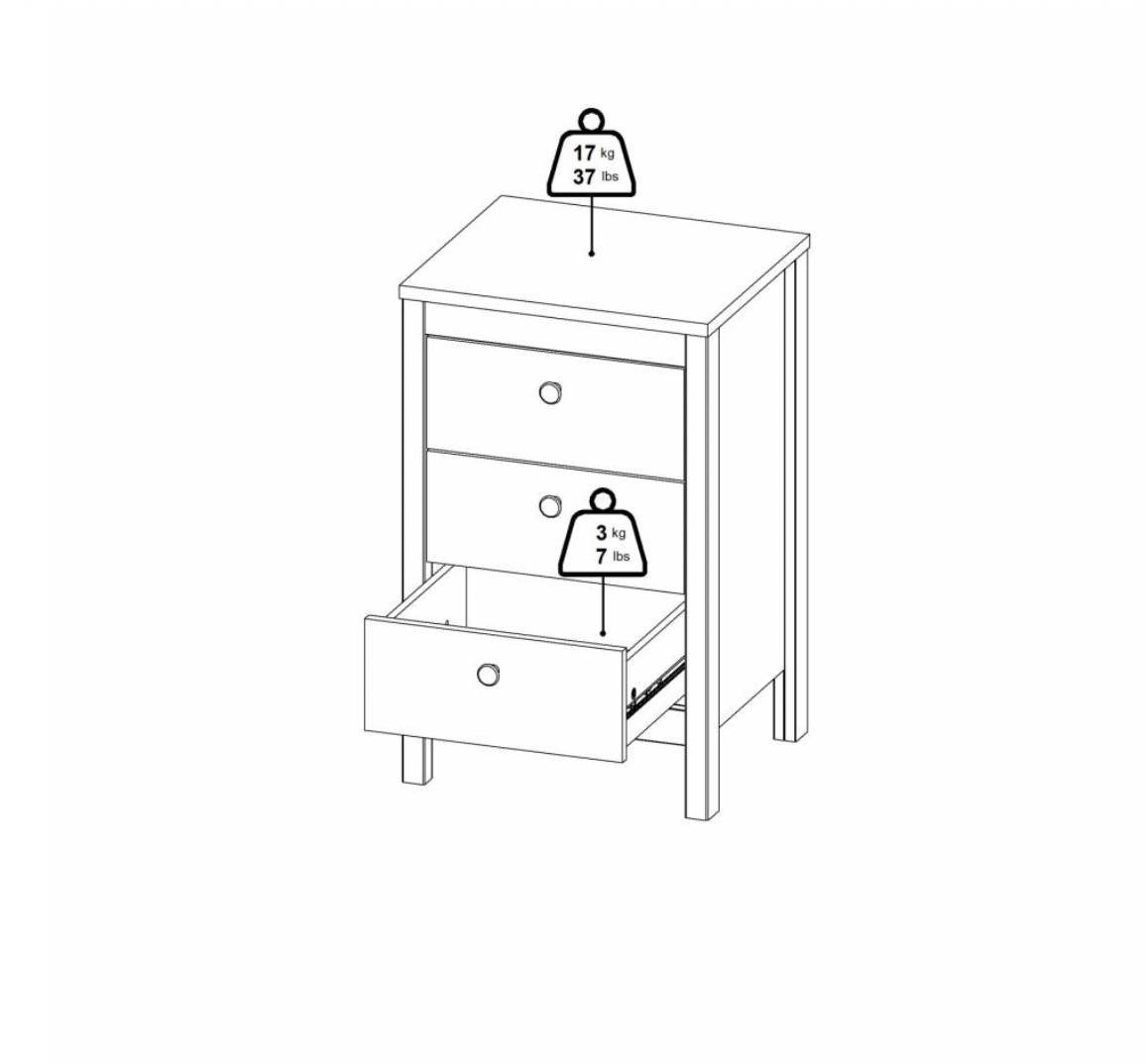 Natbord Madrid med 3 skuffer - White