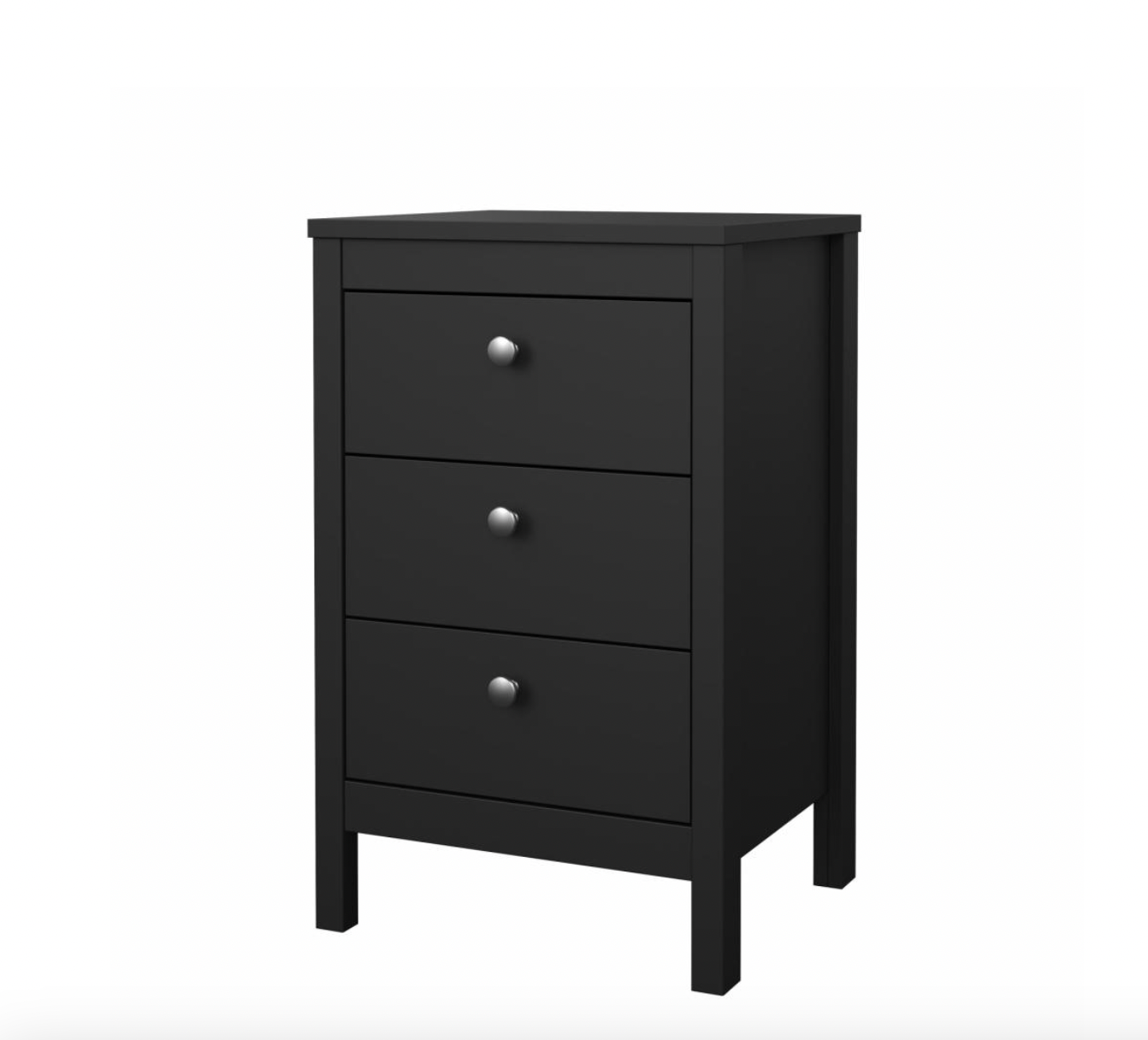 Natbord Madrid med 3 skuffer - Black