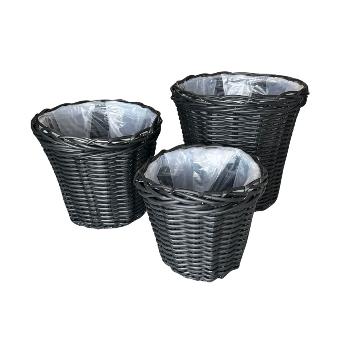 Plantekurve i sort flet - 3 stk