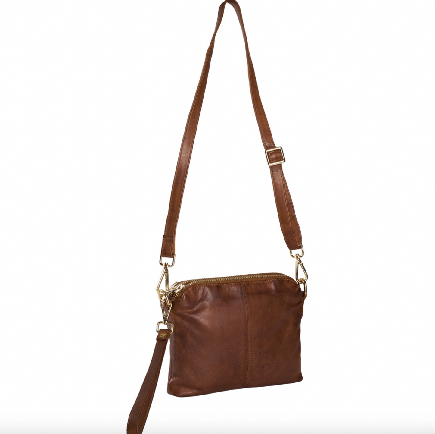 Crossbody clutch ALICE dark cognac