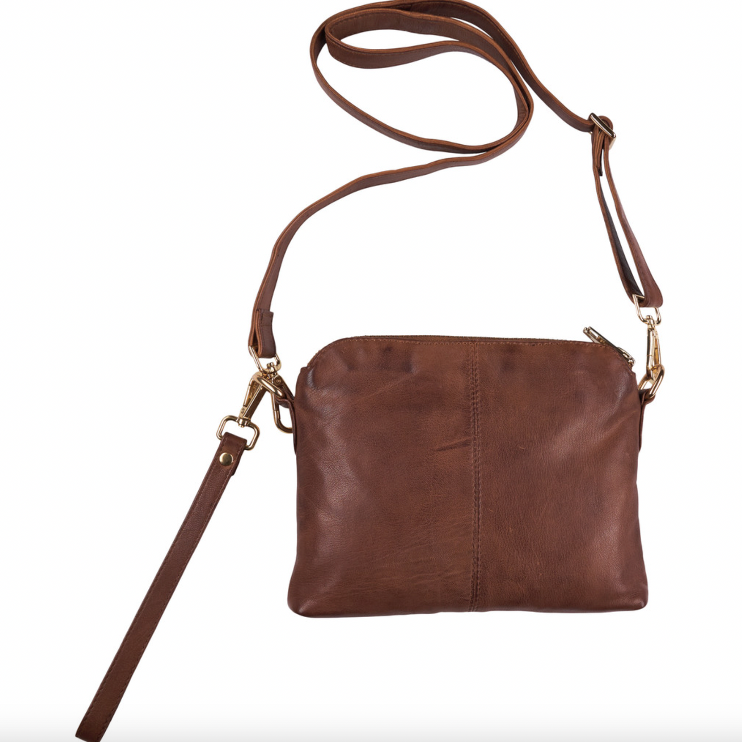 Crossbody clutch ALICE dark cognac