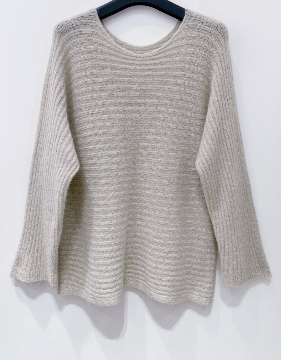 Oversized sweater - Beige wool / mohair mix