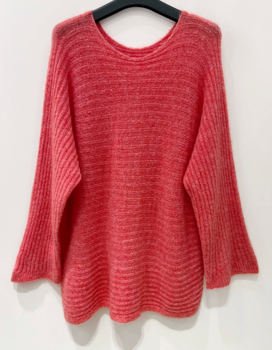Oversized sweater - Coral wool / mohair mix