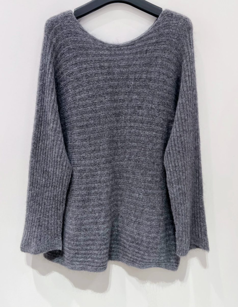 Oversized sweater - Grey wool / mohair mix