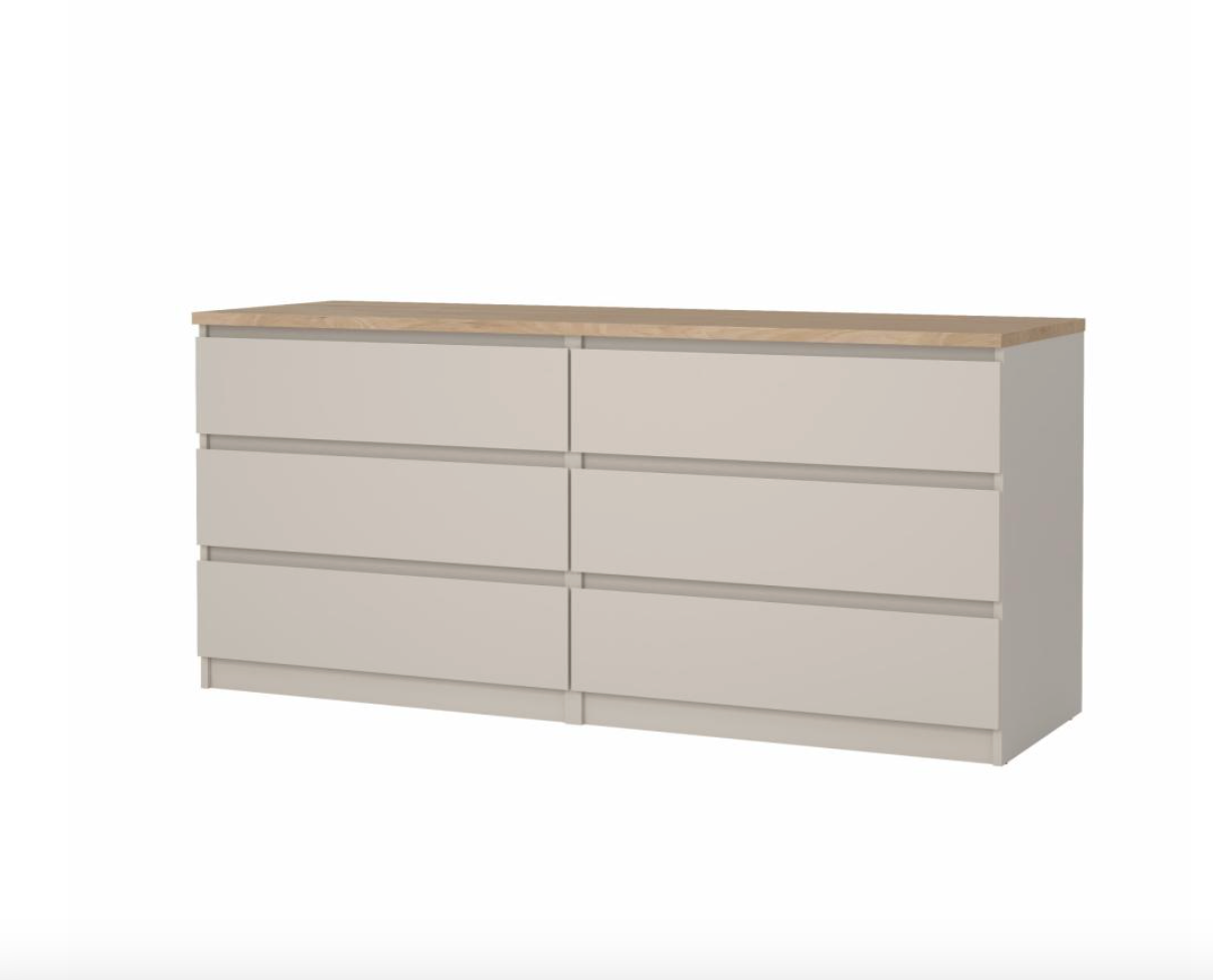 Kommode med seks skuffer - Cashmere / brown