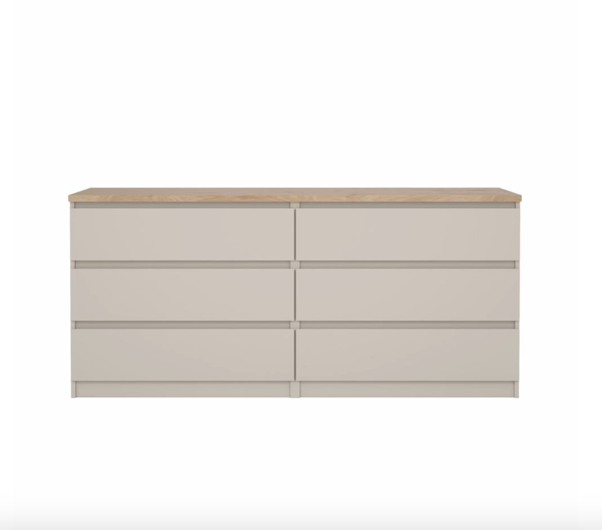 Kommode med seks skuffer - Cashmere / brown