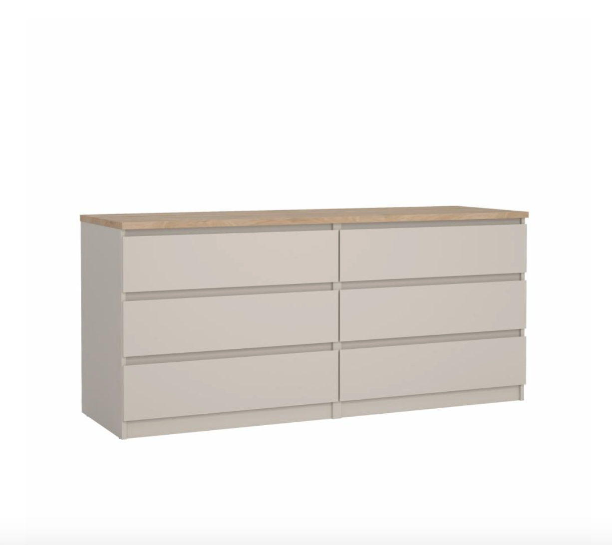 Kommode med seks skuffer - Cashmere / brown