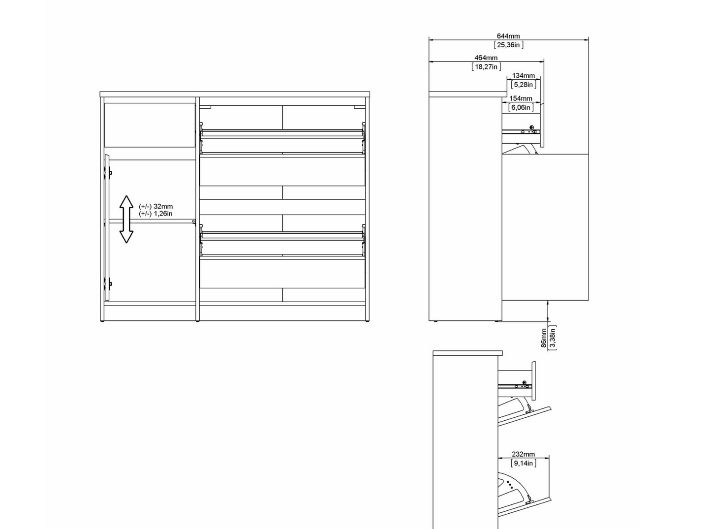 Skoskab - Mat sort