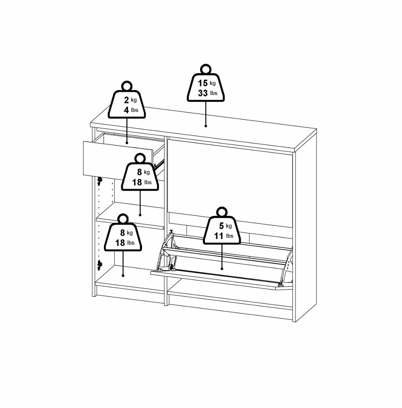 Skoskab - Mat sort
