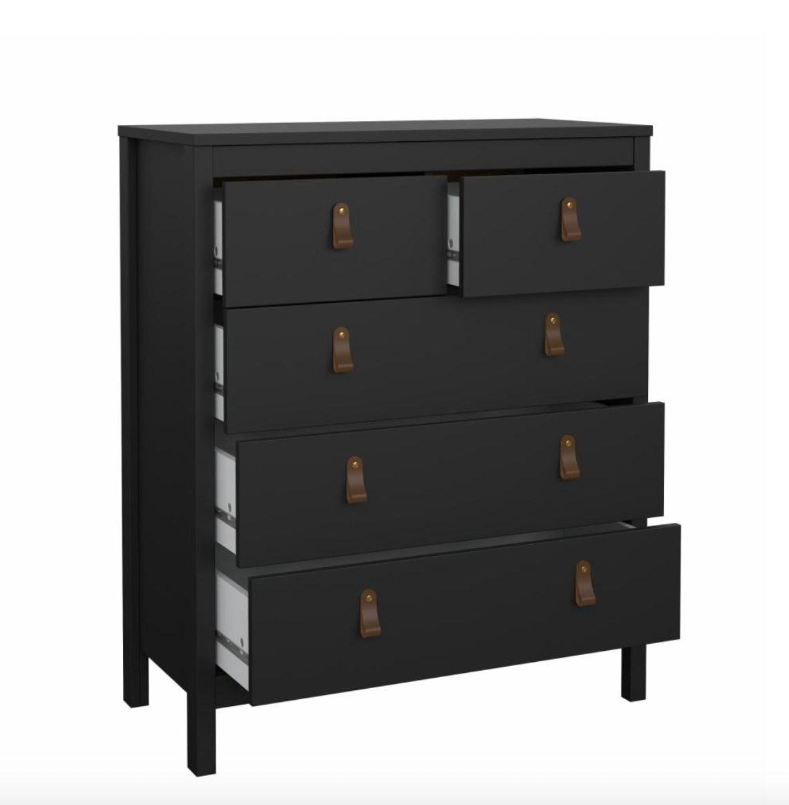Kommode med 5 skuffer - Black