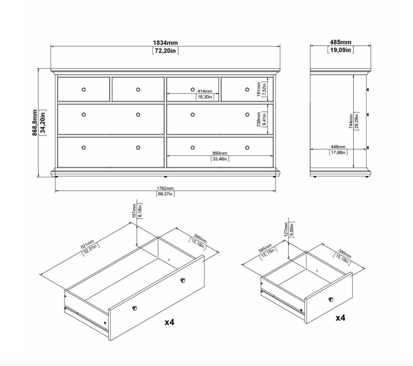 Kommode dobbelt Luna White