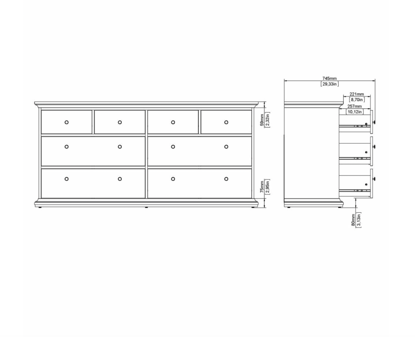 Kommode dobbelt Luna White