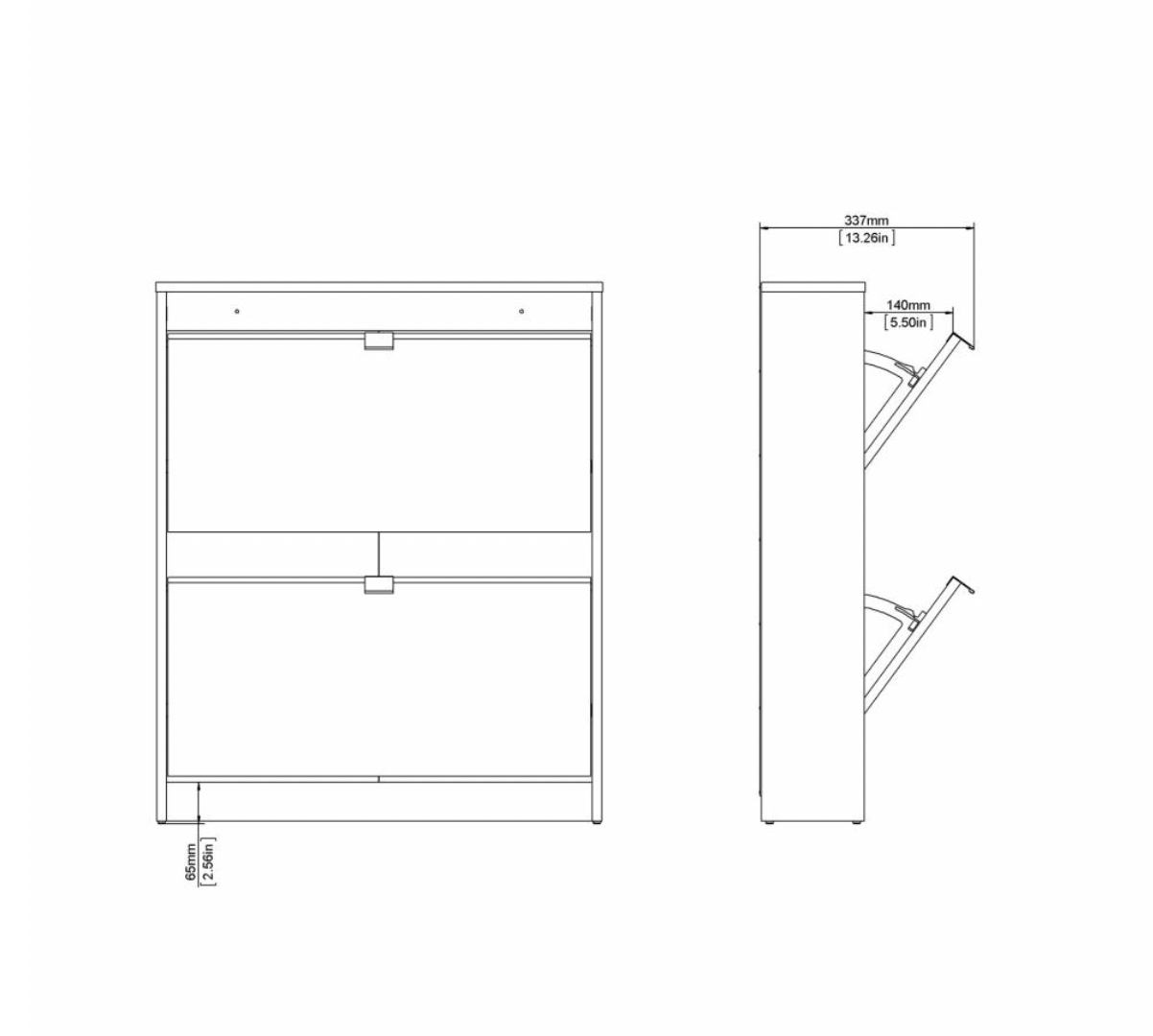 Skoskab med 2 rum - White