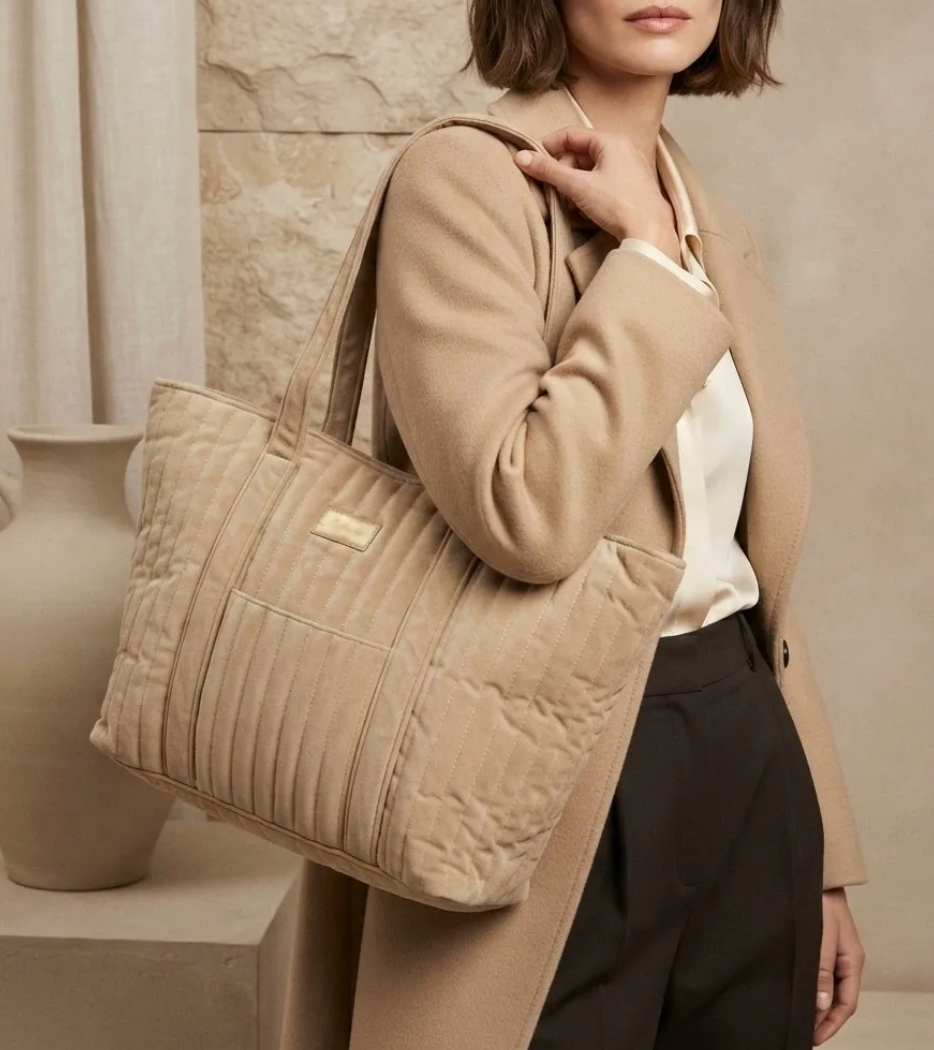 Shopper beige velvet
