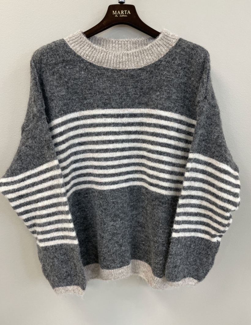 Strik Sicilia Grey – Stribet Strik