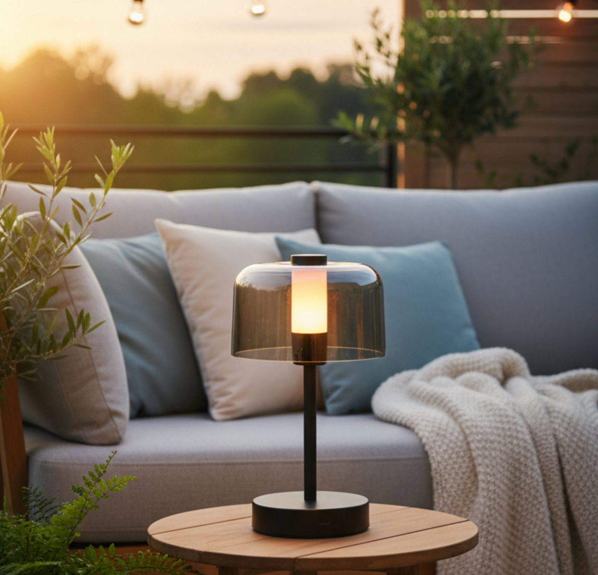 Bordlampe genopladelig – sort