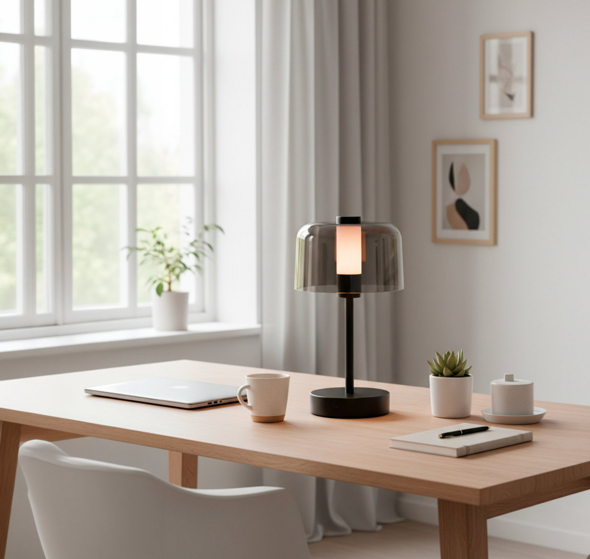 Bordlampe genopladelig – sort
