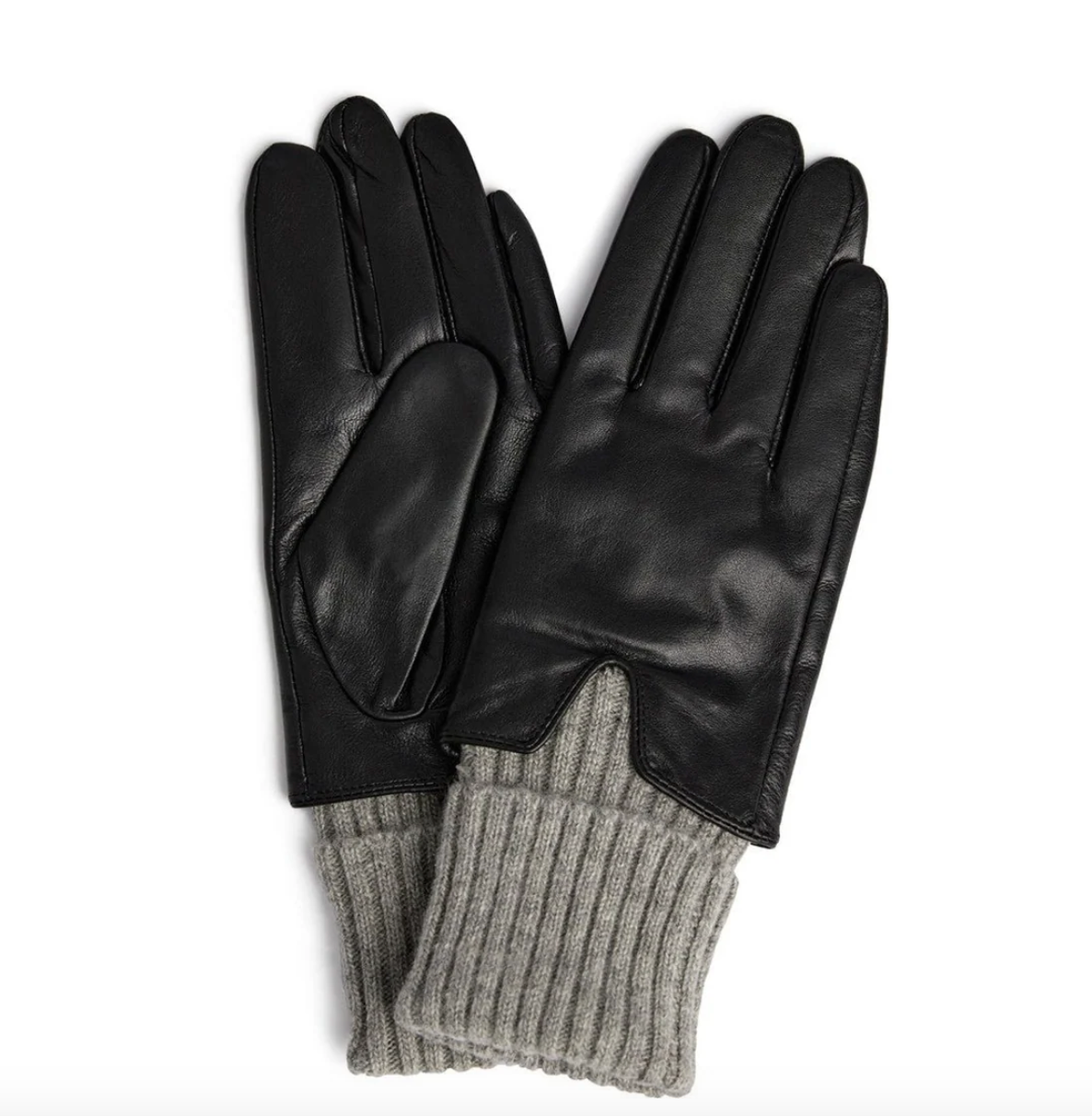Skindhandske med foldbart strik - Black/Grey