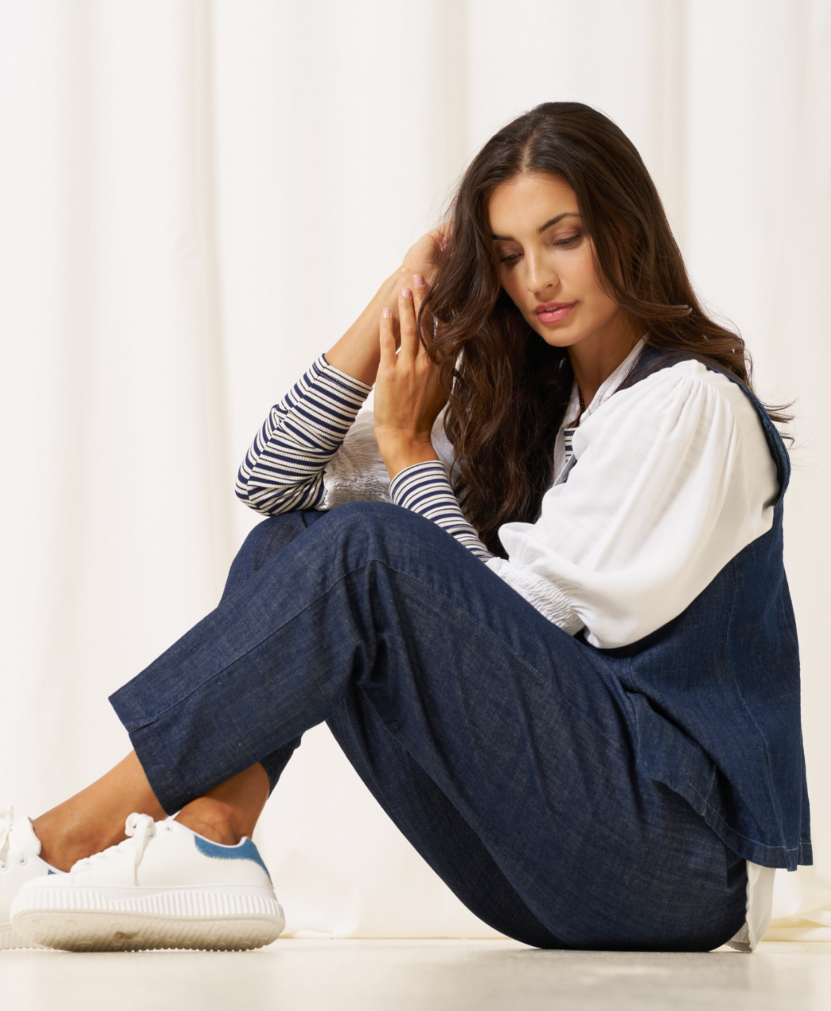 Bluse Christel strib - Navy / Creme