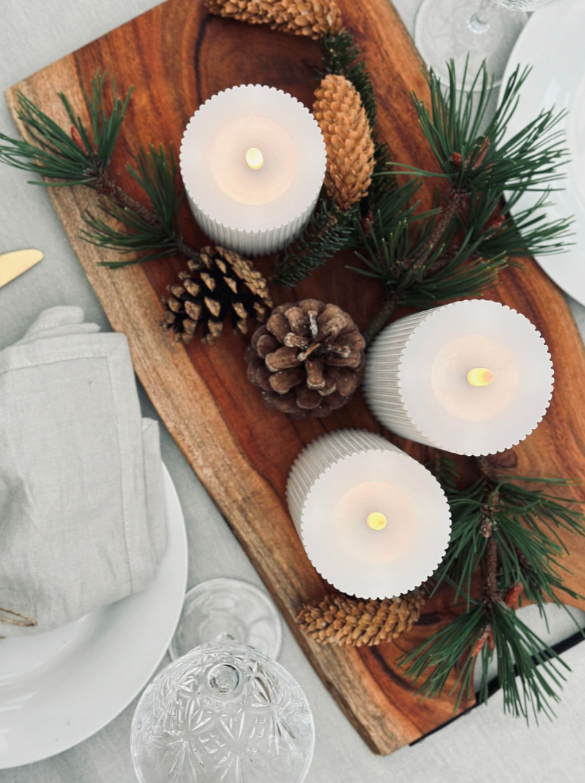 LED Bloklys med riller - Sæt med 3 stk ink fjernbetjening