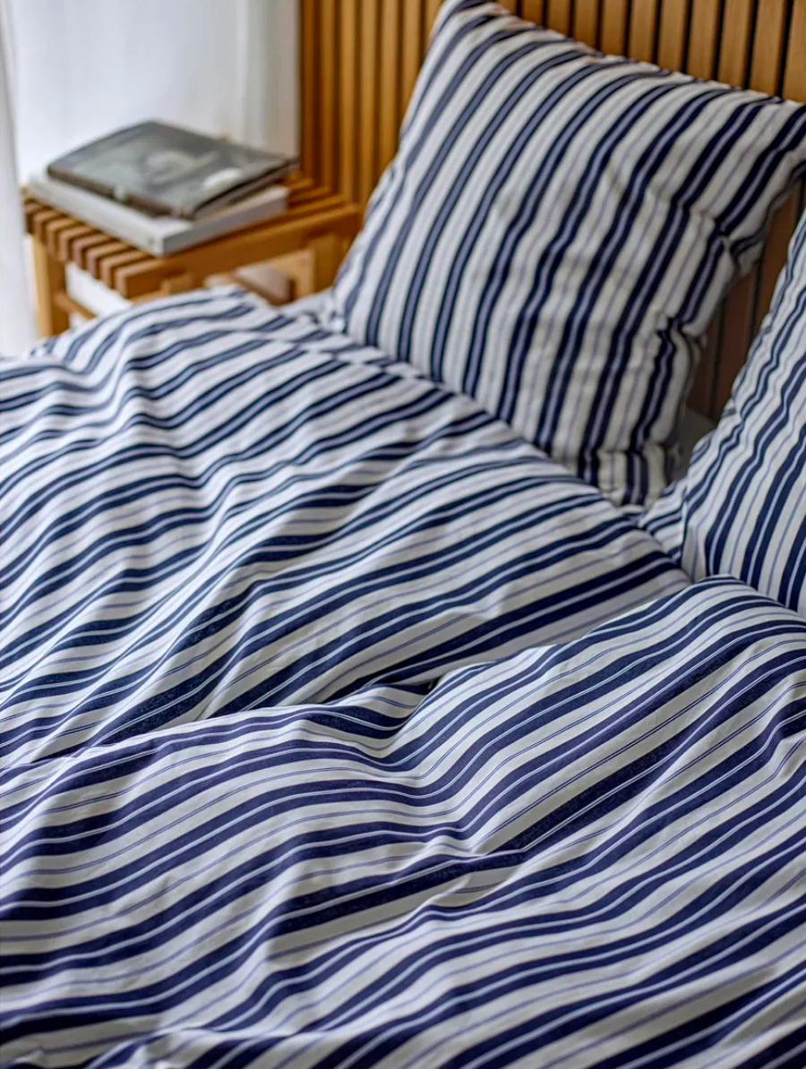 Sengesæt, Flow navy blue, 140x220 - 63x60