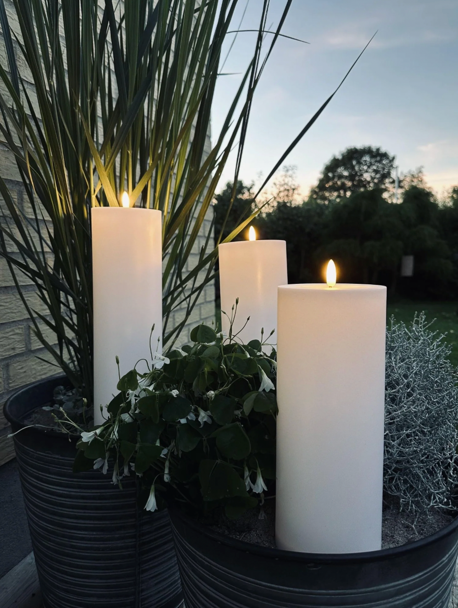 Udendørs XL LED Bloklys H 25cm - Sæt med 2 stk ink fjernbetjening